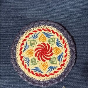 Jute Circular Patch with Multicolor Design